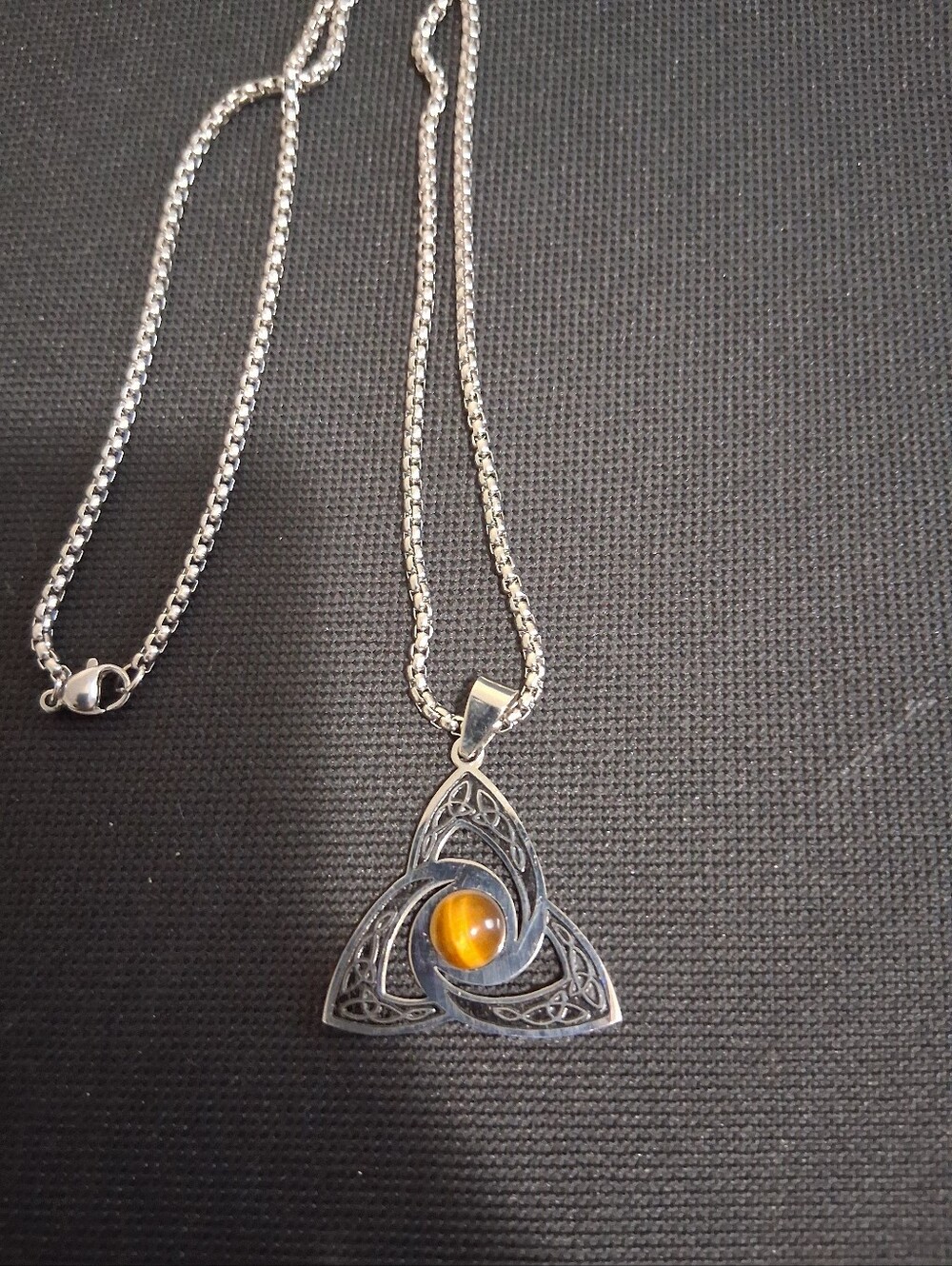 Celtic Trinity Knot Tiger Eye Necklace